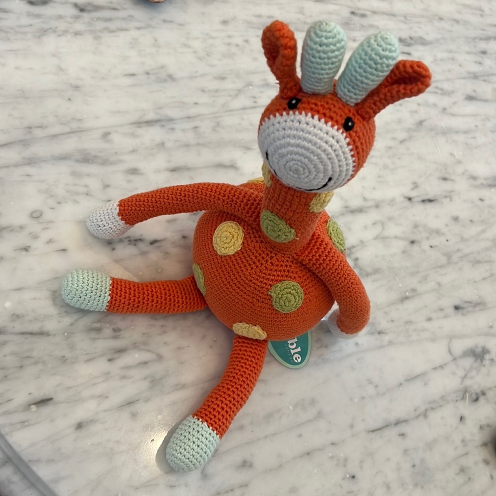 New Pebble Kids Crocheted Giraffe Stuffed Animal Toy